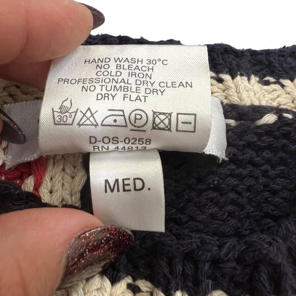 Vintage Jaeger Hand Knit Silk Blend Oversized Stars Stripes Flag Sweater Medium - Picture 9 of 11